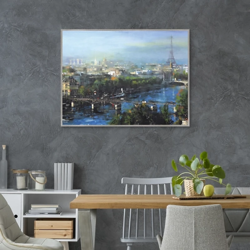 Paris Pedestrian Bridge Framed Canas Art Print