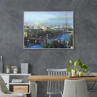 Paris Pedestrian Bridge Framed Canas Art Print