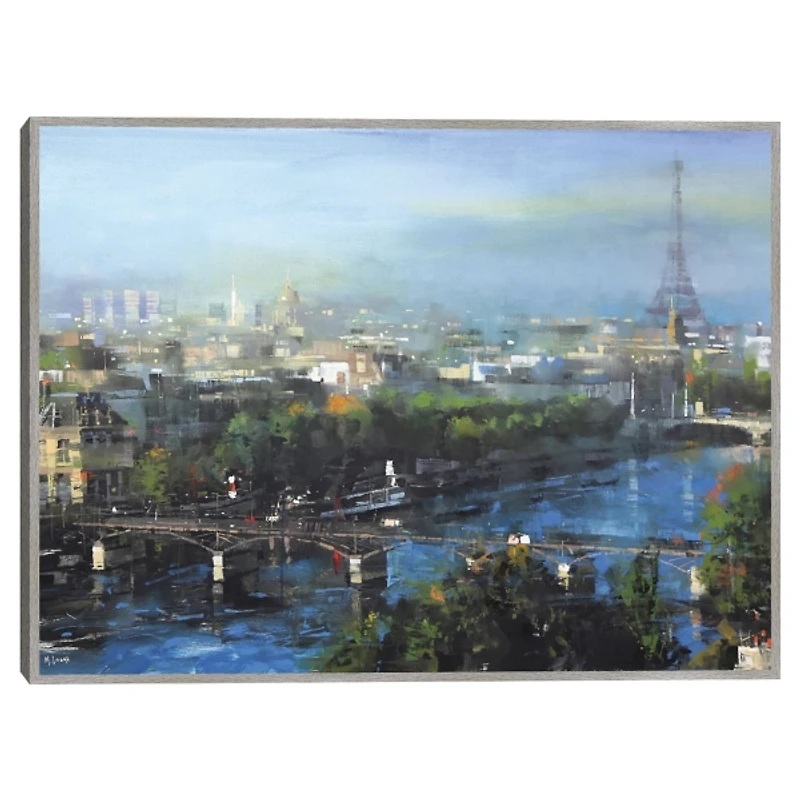 Paris Pedestrian Bridge Framed Canas Art Print
