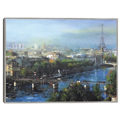 Paris Pedestrian Bridge Framed Canas Art Print