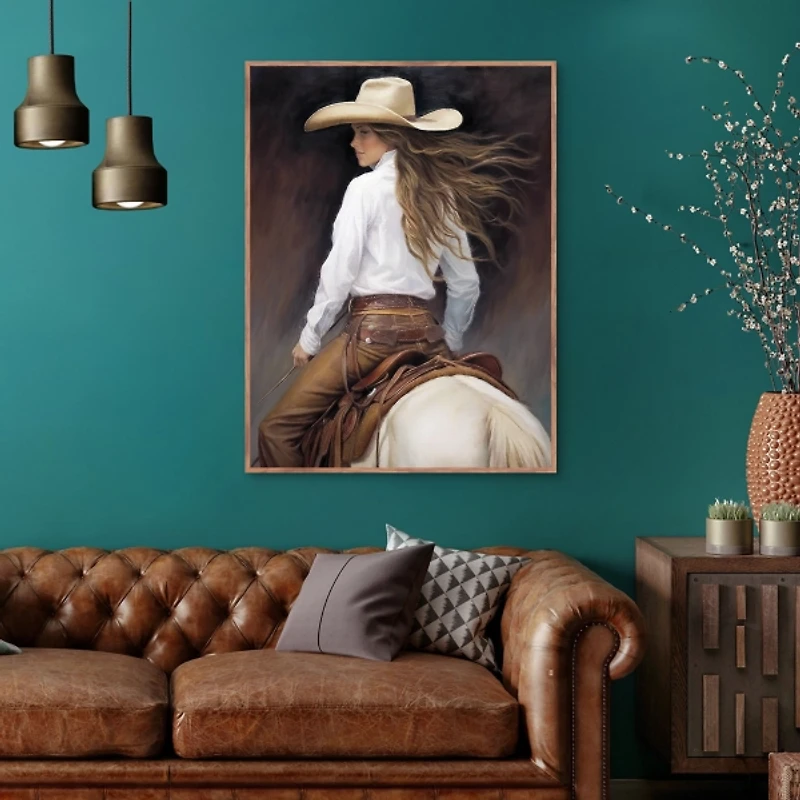 Cowgirl Framed Canvas Art Print