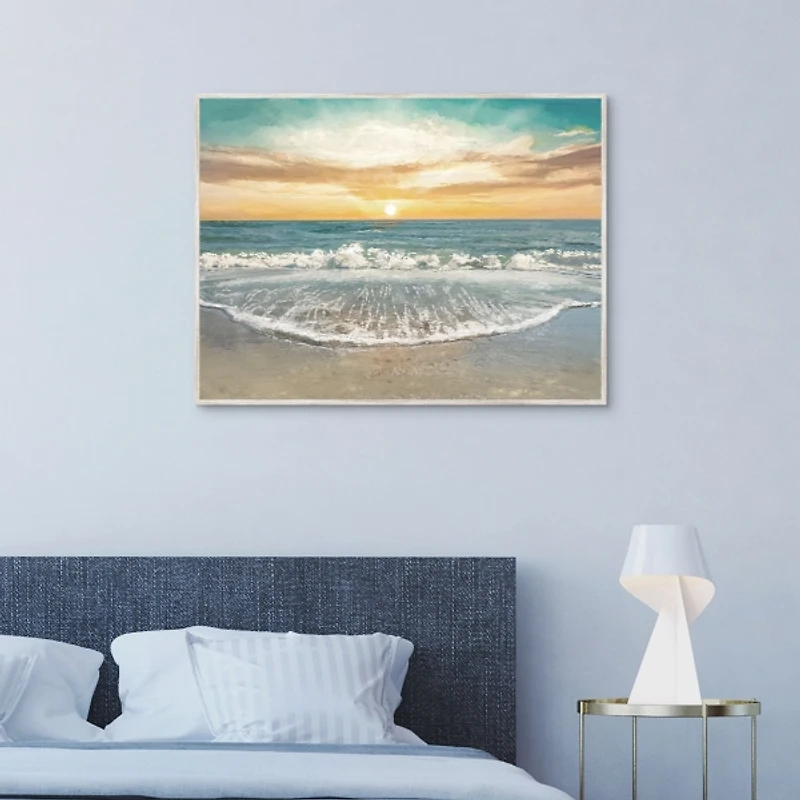 Seafoam Sunrise Framed Canvas Art Print