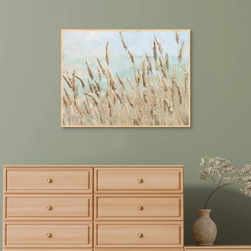 Wild Beach Reeds Framed Canvas Art Print