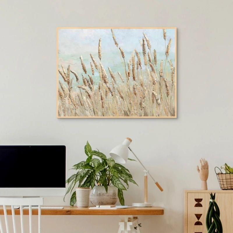 Wild Beach Reeds Framed Canvas Art Print