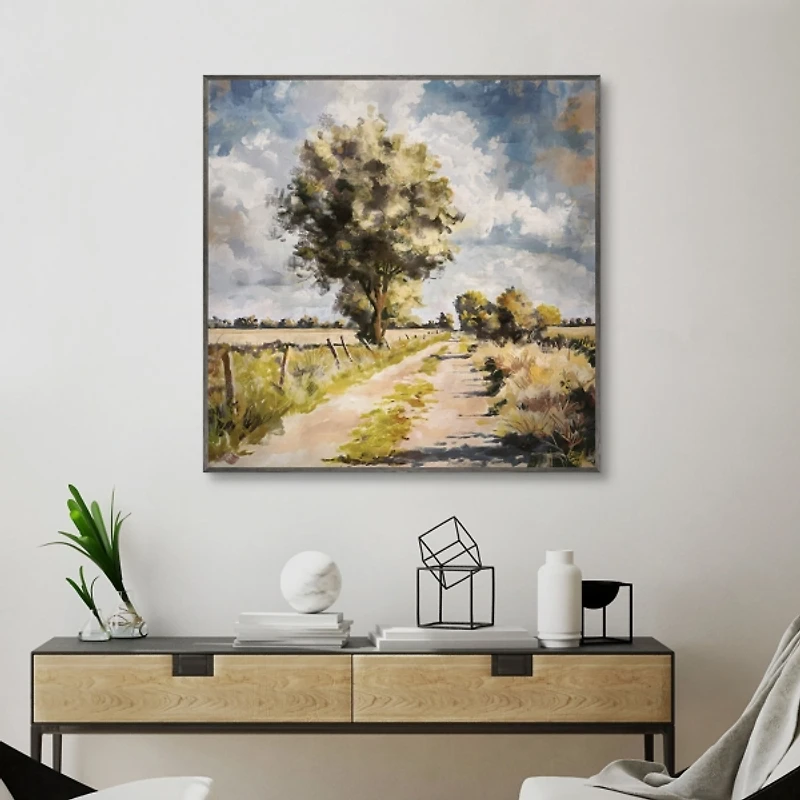 Along A Country Trail Framed Canvas Art Print