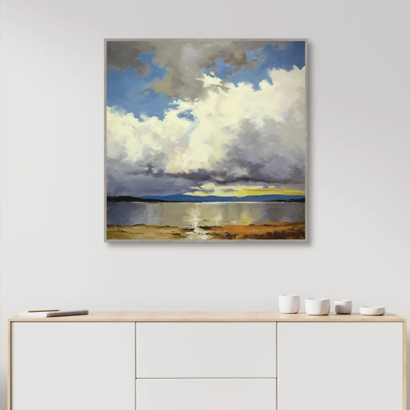 Mile High Lake Sky Framed Canvas Art Print