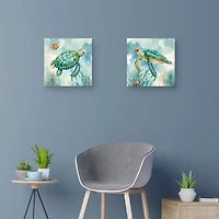 Coral Bay Sea Turtle Canvas Art Prints, Set of 2