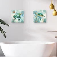 Coral Bay Sea Turtle Canvas Art Prints, Set of 2
