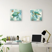 Coral Bay Sea Turtle Canvas Art Prints, Set of 2