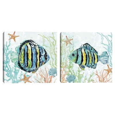 Colorful Swim Canvas Art Prints, Set of 2