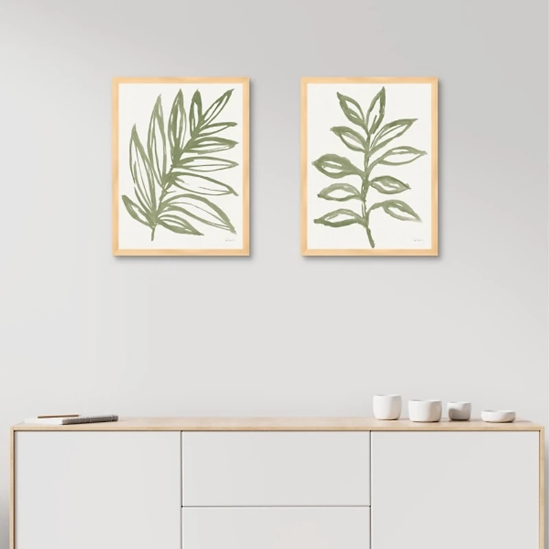 Nature in Sage Framed Canvas Art Prints, Set of 2