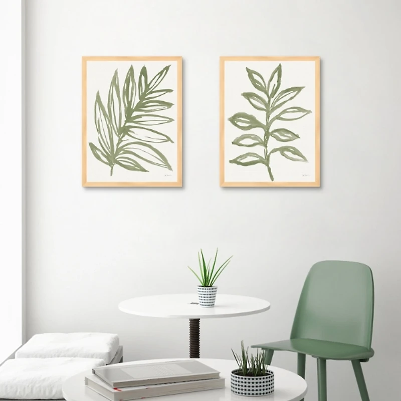 Nature in Sage Framed Canvas Art Prints, Set of 2