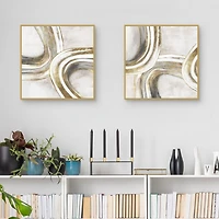 Golden Contours Framed Canvas Art Prints, Set of 2