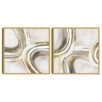 Golden Contours Framed Canvas Art Prints, Set of 2