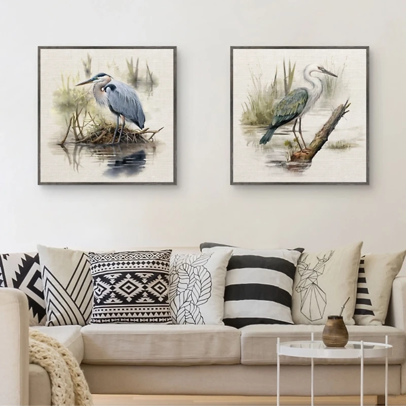 Seabird Portrait Framed Canvas Prints, Set of 2