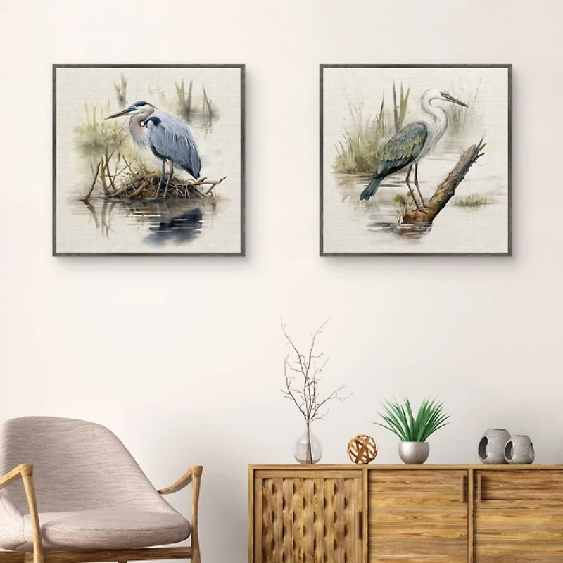 Seabird Portrait Framed Canvas Prints, Set of 2