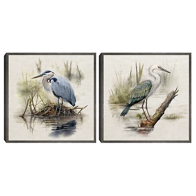 Seabird Portrait Framed Canvas Prints, Set of 2