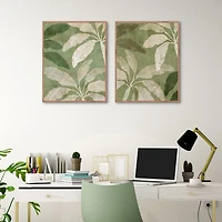 Golden Palms Framed Canvas Art Prints, Set of 2