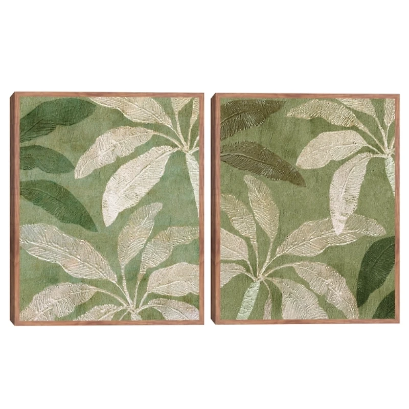 Golden Palms Framed Canvas Art Prints, Set of 2
