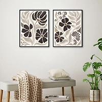 Modern Petals Framed Canvas Art Prints, Set of 2