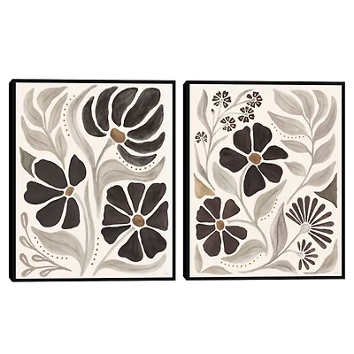 Modern Petals Framed Canvas Art Prints, Set of 2