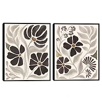 Modern Petals Framed Canvas Art Prints, Set of 2