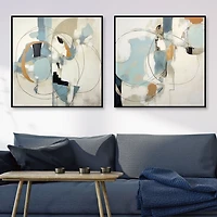 Blue Rhythms Framed Canvas Art Prints, Set of 2