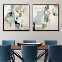 Blue Rhythms Framed Canvas Art Prints, Set of 2