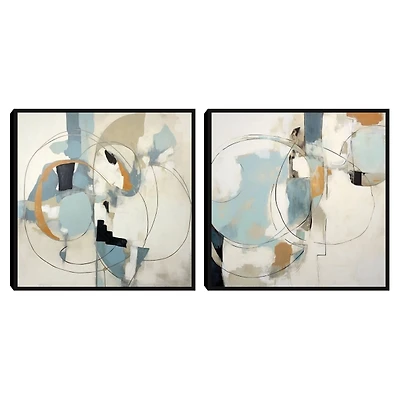 Blue Rhythms Framed Canvas Art Prints, Set of 2