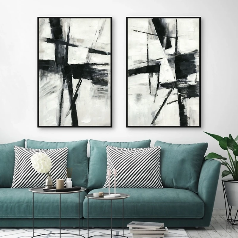 Brushed Away Framed Canvas Art Prints, Set of 2
