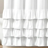Allison White Ruffle Shower Curtain