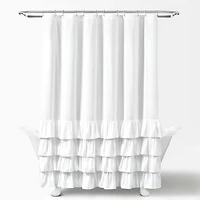 Allison White Ruffle Shower Curtain
