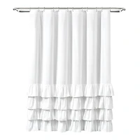 Allison White Ruffle Shower Curtain