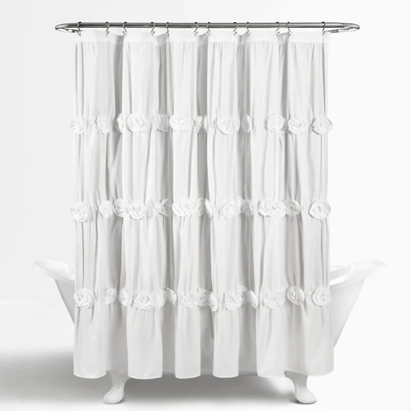 Darla White Floral Shower Curtain