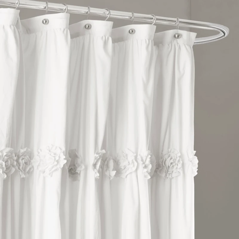 Darla White Floral Shower Curtain