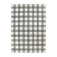 Black and Cream Plaid Washable Area Rug, 5x7