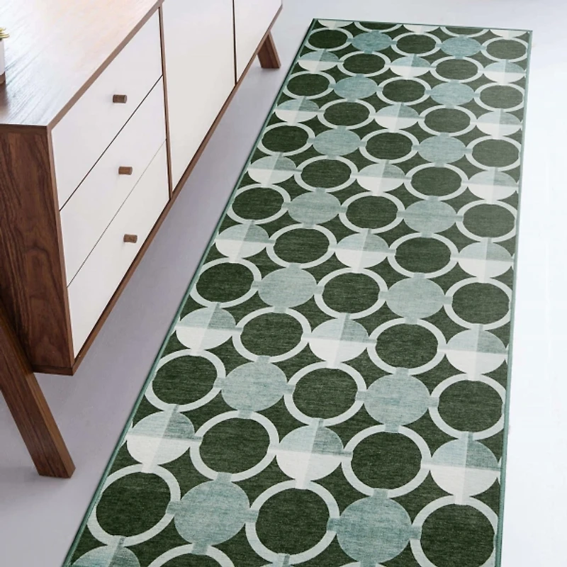 Dula Sage Green Washable Runner, 2x7