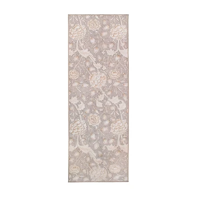 Kalini Natural Floral Washable Runner, 2x7