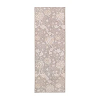 Kalini Natural Floral Washable Runner, 2x7