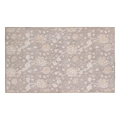 Kalini Natural Floral Washable Area Rug