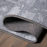 Kalini Gray Floral Washable Area Rug, 3x5