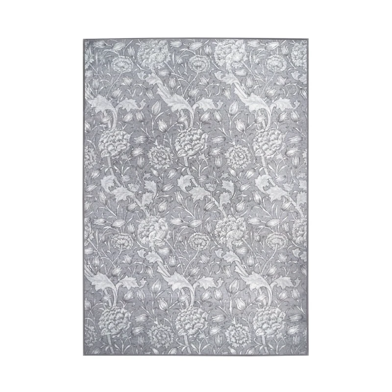 Kalini Gray Floral Washable Area Rug, 5x7