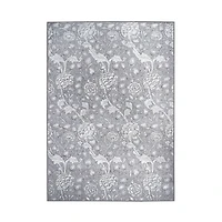 Kalini Gray Floral Washable Area Rug, 5x7