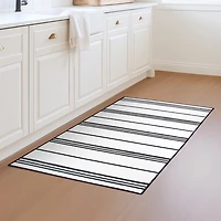Gray and White Stripe Washable Area Rug