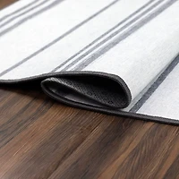Gray and White Stripe Washable Area Rug
