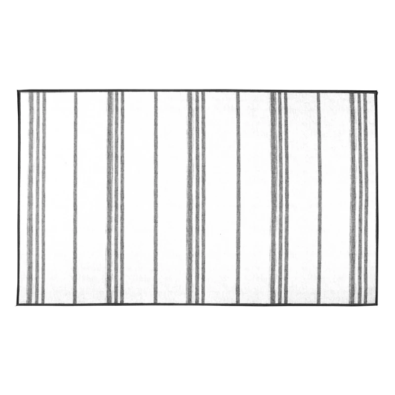 Gray and White Stripe Washable Area Rug