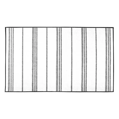 Gray and White Stripe Washable Area Rug