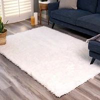 White Shag Washable Area Rug, 5x7