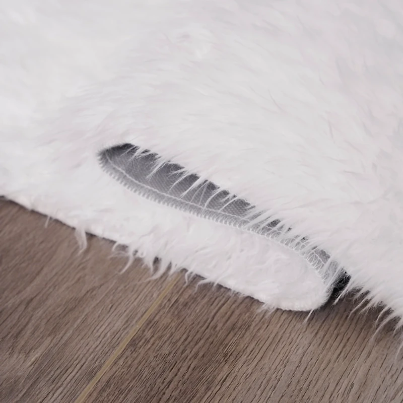 White Shag Washable Area Rug, 5x7