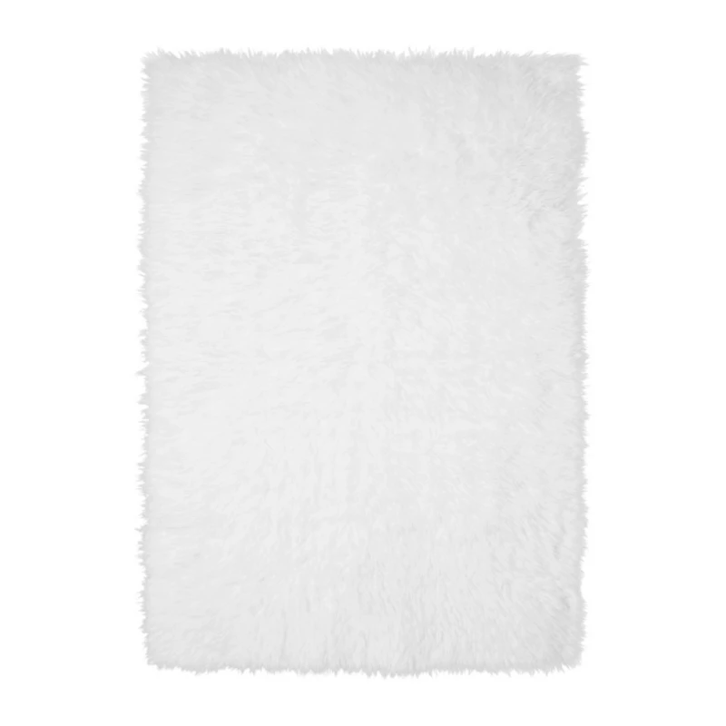White Shag Washable Area Rug, 5x7
